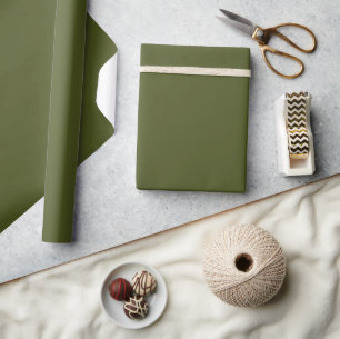 Papier Cadeau Minimaliste Élégant uni vert armée