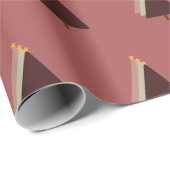 Papier Cadeau minimaliste vacances sapin rose mauve (Coin rond)