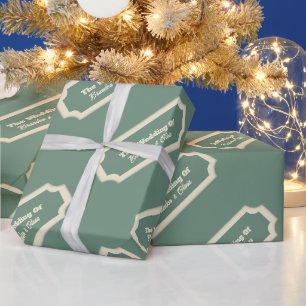 Papier Cadeau Minimaliste Vert Sauge et Crème Formel
