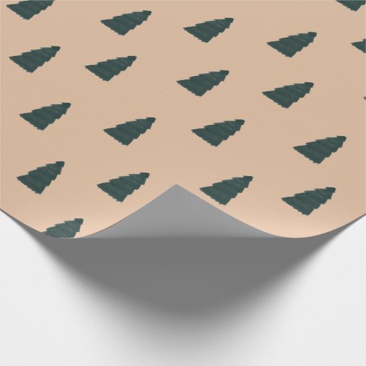 Papier Cadeau Minimum fir tree pattern with beige background (Coin)