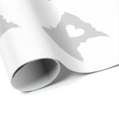Papier Cadeau Minnesota Carte Forme Gris avec Coeur Blanc (Coin rond)