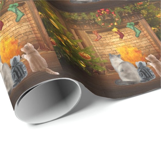 Papier Cadeau Minous de Noël (Coin rond)