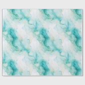 Papier Cadeau Mint Aqua Glam Elegant Marbre Or (Plat)