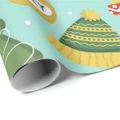 Papier Cadeau Mint Blue Holiday Snowman Christmas Wrapping Paper (Coin rond)