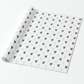 Papier Cadeau Mint & Coeurs noirs Doodles Motif papier d'envelop (Déroulé)