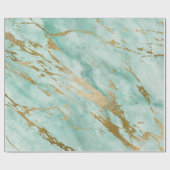Papier Cadeau Mint Green Aqua Gold Marble brillant (Plat)