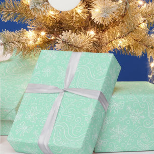 Papier Cadeau Mint Green Doodle Noël Motif de l'aube