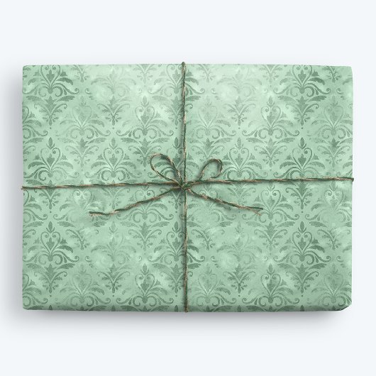 Papier Cadeau Mint Green Elegant Victorian Damask