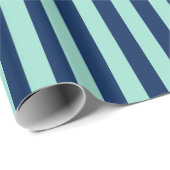 Papier Cadeau Mint Green et Navy Stripes (Coin rond)