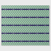 Papier Cadeau Mint Green, Navy Moroccan #5DS Navy Name Monogram (Plat)