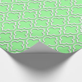 Papier Cadeau Mint Vert Blanc XL Quatrefoil Marocain #7DS (Coin)