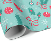 Papier Cadeau Minty Green Pickleball Joyeux Noël 🎁 (Coin rond)