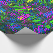 Papier Cadeau Minuit Peacock Plumes Etching Style Décor (Coin)