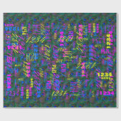 Papier Cadeau Minuit Peacock Plumes Etching Style Décor (Plat)