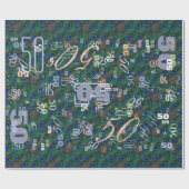 Papier Cadeau Minuit Peacock Plumes Etching Style Décor (Plat)