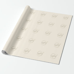 Papier Cadeau Minuscule Beige clair Noir Élégant Monogramme Soci