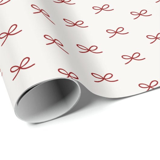 Papier Cadeau Minuscule moderne simple Bow Motif Noël (Coin rond)