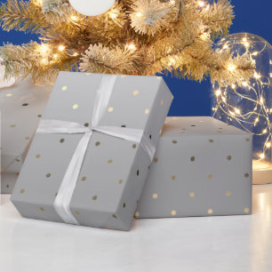 Papier Cadeau Minuscule Pois d'or de Noël Elégant