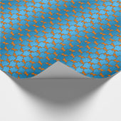 Papier Cadeau Minuscules Chats Orange sur Bleu (Coin)