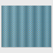 Papier Cadeau Minuscules Chats Orange sur Bleu (Plat)