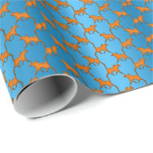 Papier Cadeau Minuscules Chats Orange sur Bleu (Coin rond)