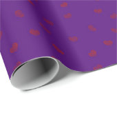 Papier Cadeau Minuscules Coeurs rouges sur Valentine violette (Coin rond)