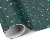 Papier Cadeau Minuscules étoiles Twinkling sur Dark Turquoise ID (Coin rond)