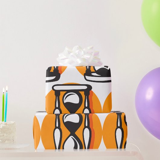Papier Cadeau Minuteur Sablier Rétro Temps Minimaliste