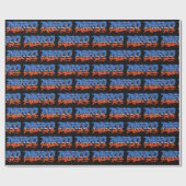 Papier Cadeau Mirco prénom nom Graffiti bleu orange (Plat)