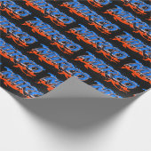 Papier Cadeau Mirco prénom nom Graffiti bleu orange (Coin)