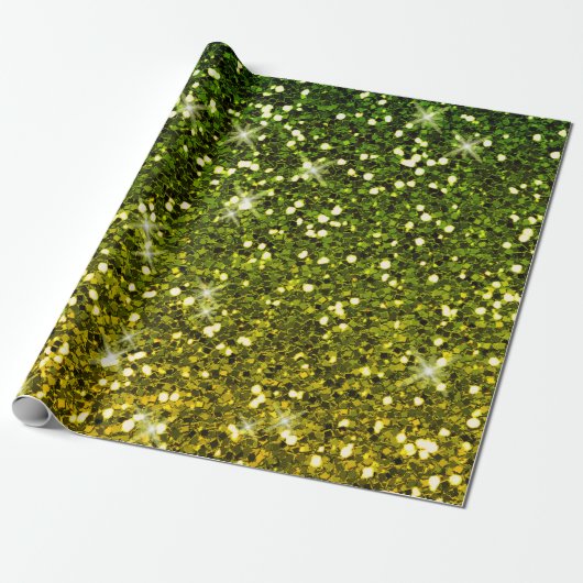 Papier Cadeau Miroiter les parties scintillantes vert-foncé d'or (Déroulé)
