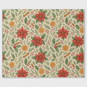 Papier Cadeau Mistletoe botanique classique Motif d'art floral (Plat)