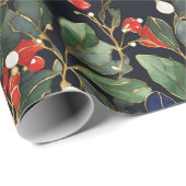 Papier Cadeau Mistletoe de Noël royal sans couture motif BIG (Coin rond)