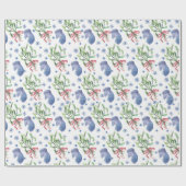 Papier Cadeau Mistletoe de Noël, Snowflakes, Mittens - Blanc (Plat)