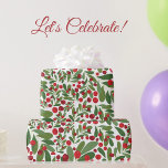 Papier Cadeau Mistletoe et Hollyberries Noël<br><div class="desc">Offrez-vous un cadeau avec ce délicieux Mistletoe mignonne et papier d'enveloppement de Noël Hollyberries. Passez un merveilleux Noël !</div>