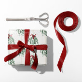 Papier Cadeau Mistletoe festive avec des vaches rouges