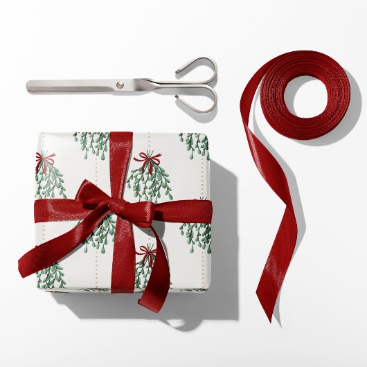 Papier Cadeau Mistletoe festive avec des vaches rouges