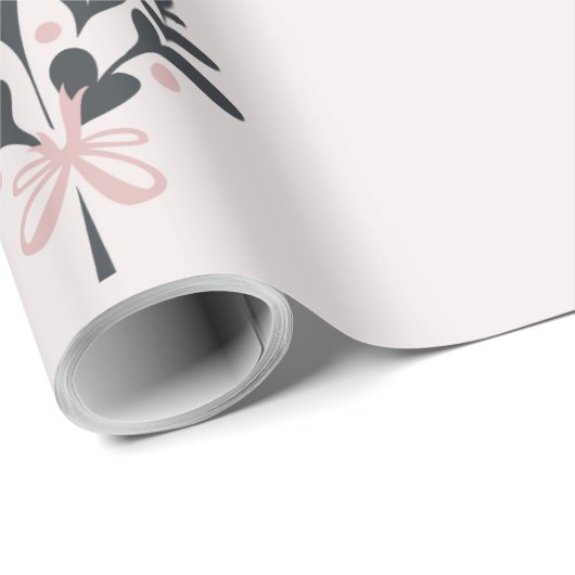 Papier Cadeau Mistletoe rose de Noël (Coin rond)