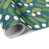 Papier Cadeau Mistletoe vert (Coin rond)