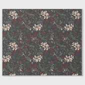 Papier Cadeau Mistletoe vintage, Feuilles Holly, Berries rouges  (Plat)