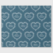 Papier Cadeau Mistolet de Noël tirant coeur bleu foncé blanc (Plat)