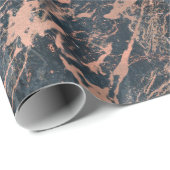 Papier Cadeau Misty Rustic Bleu & Rose Or rose Glam Marbre (Coin rond)