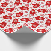 Papier Cadeau Mitaines rouges heureuses de Noël (Coin)