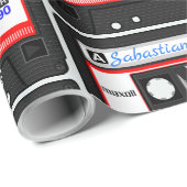 Papier Cadeau Mixbande de la cassette Customisée Nom personnalis (Coin rond)