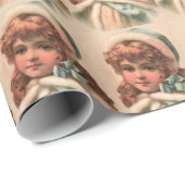 Papier Cadeau Mlle vintage d'hiver (Coin rond)