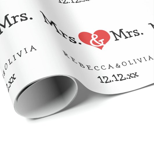 Papier Cadeau Mme et Mme Two Brides Mariage (Coin rond)