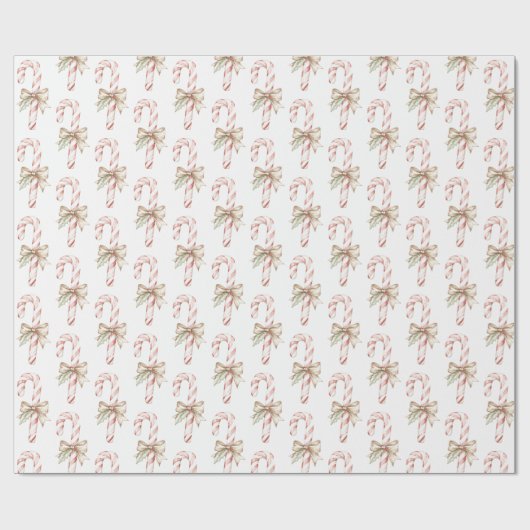 Papier Cadeau Mocha Bow Pink Candy Cane Christmas (Plat)