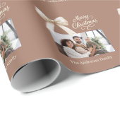 Papier Cadeau Mocha café crème arc photo script Noël (Coin rond)