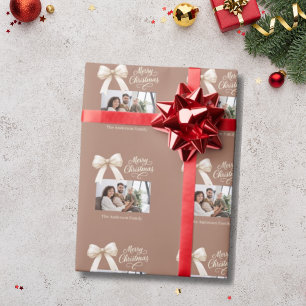 Papier Cadeau Mocha café crème arc photo script Noël