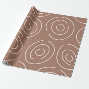 Papier Cadeau Mocha Mousse Abstraits Cercles de Doodles Dessinés